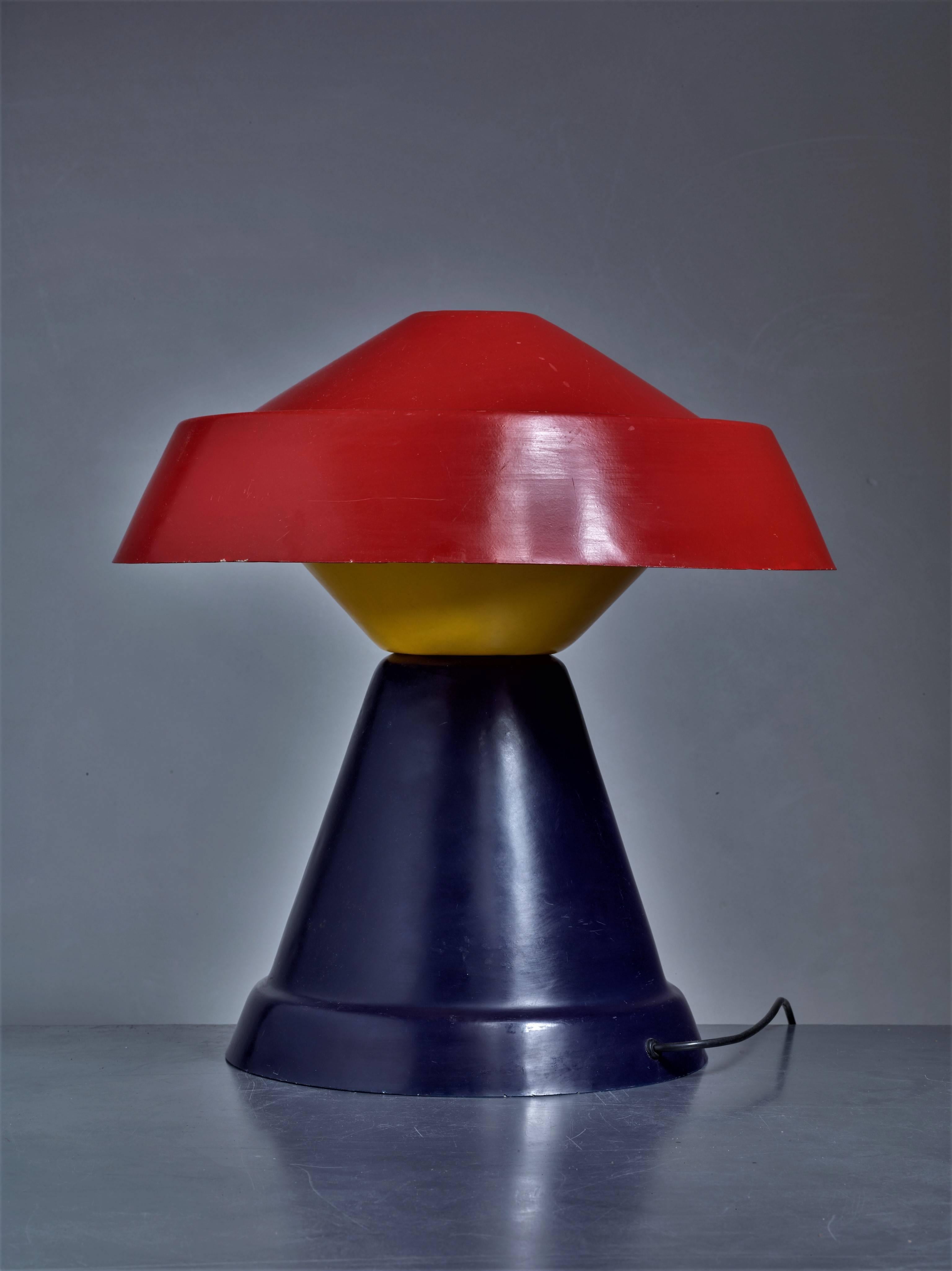 Post-Modern Umberto Riva Very Rare Multicolor Polyester Table Lamp for VeArt, Italy, 1973 For Sale