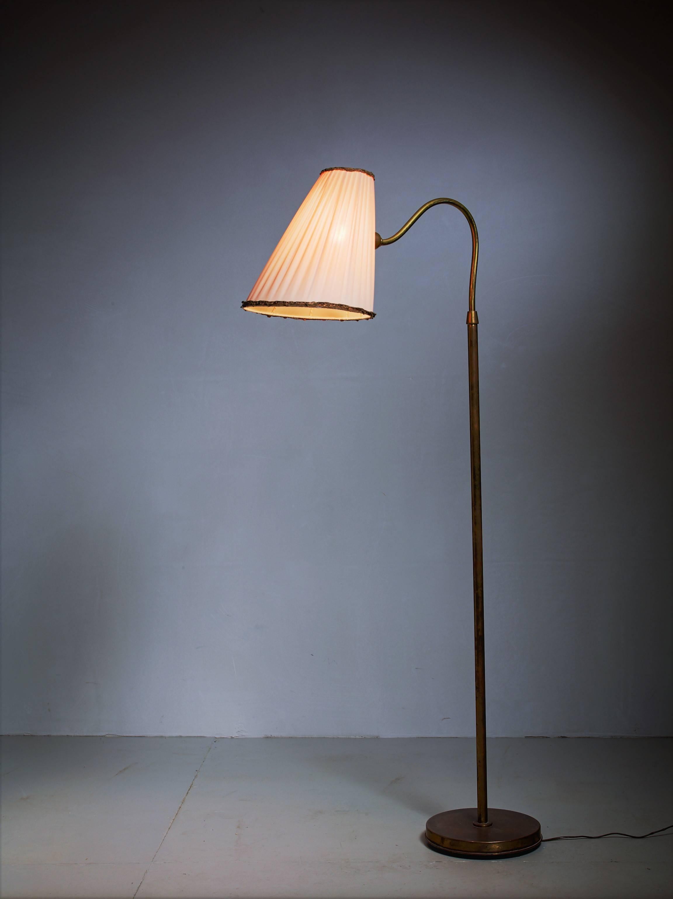 Scandinavian Modern Brass Floor Lamp from Sweden, 1940s