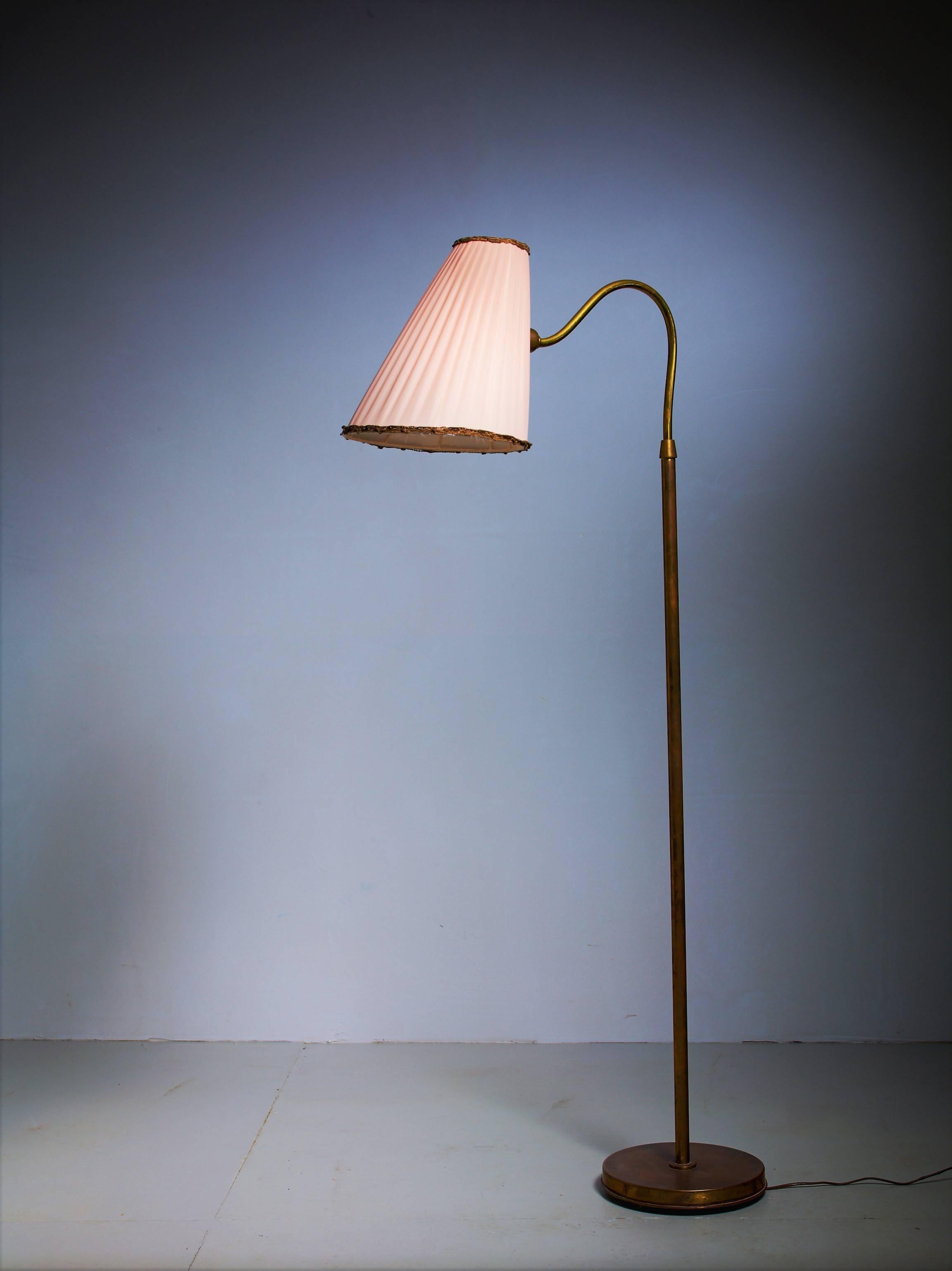 Swedish Brass Floor Lamp from Sweden, 1940s