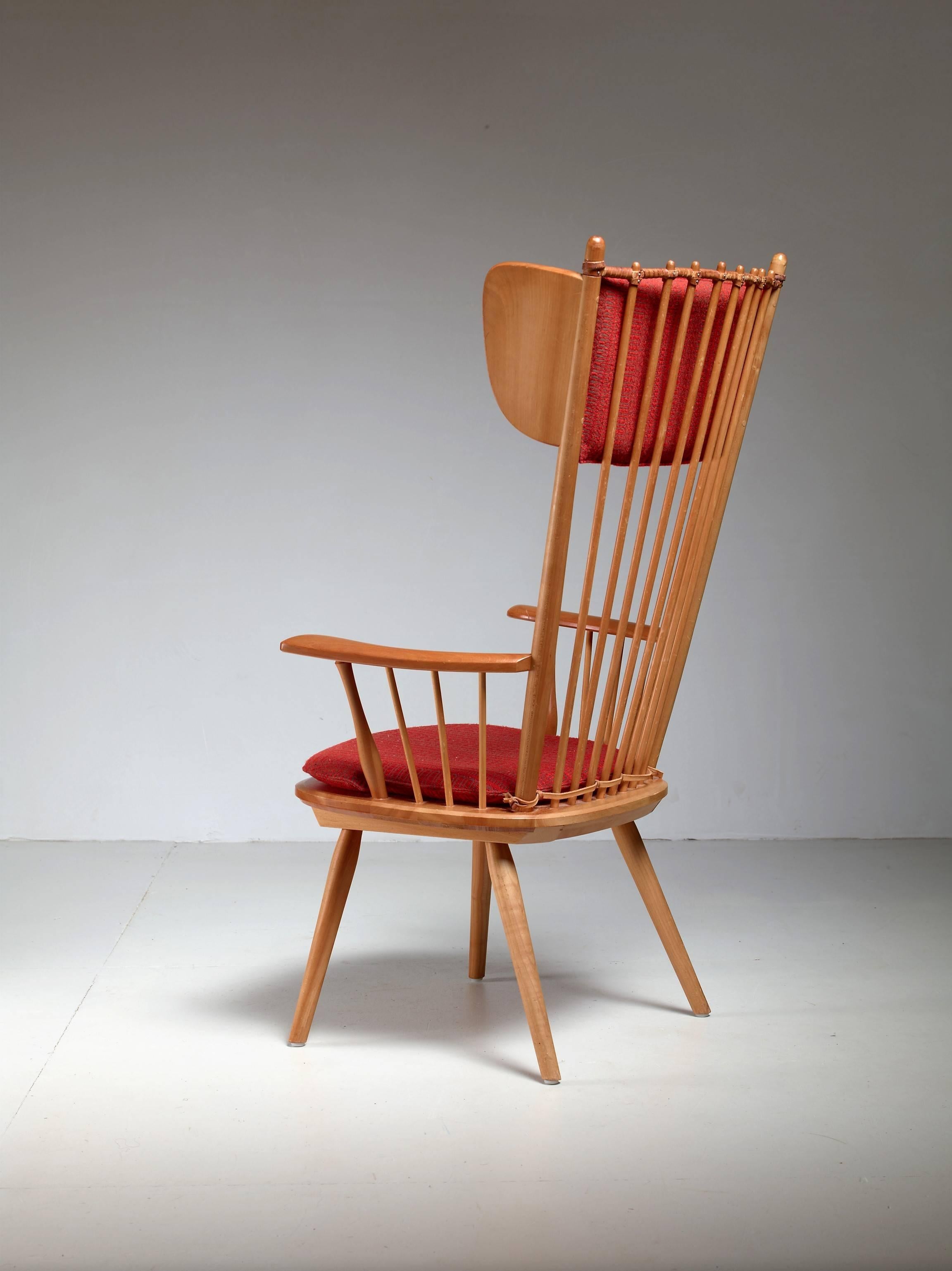 Arts and Crafts Albert Haberer Wingback Armchair, Germany, circa 1950 For Sale