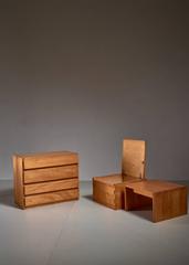 Ensemble de trois pièces en pin de style campagne, France, années 1960