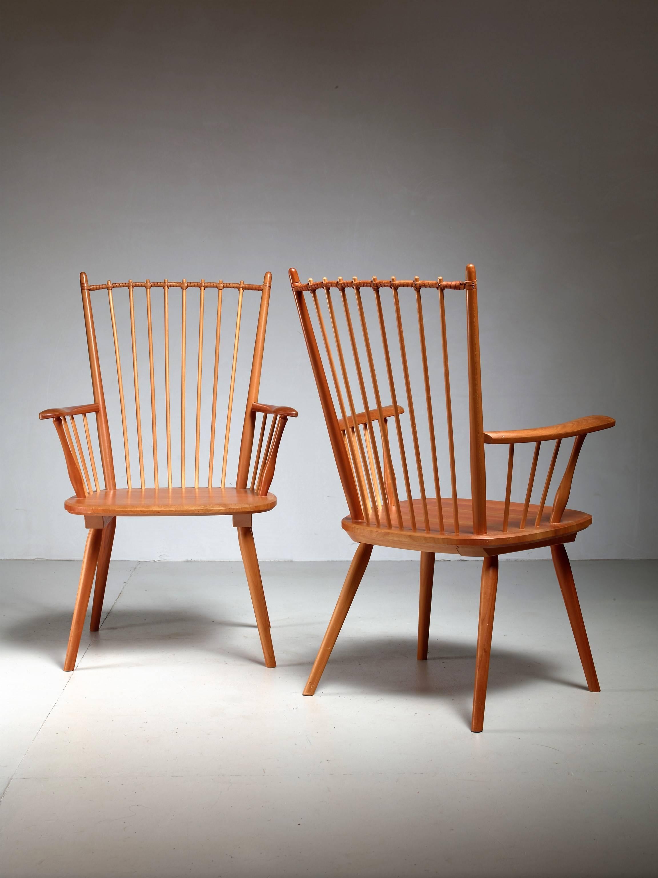 Mid-20th Century Albert Haberer Pair of Arts and Crafts Chairs, Germany, circa 1950 For Sale