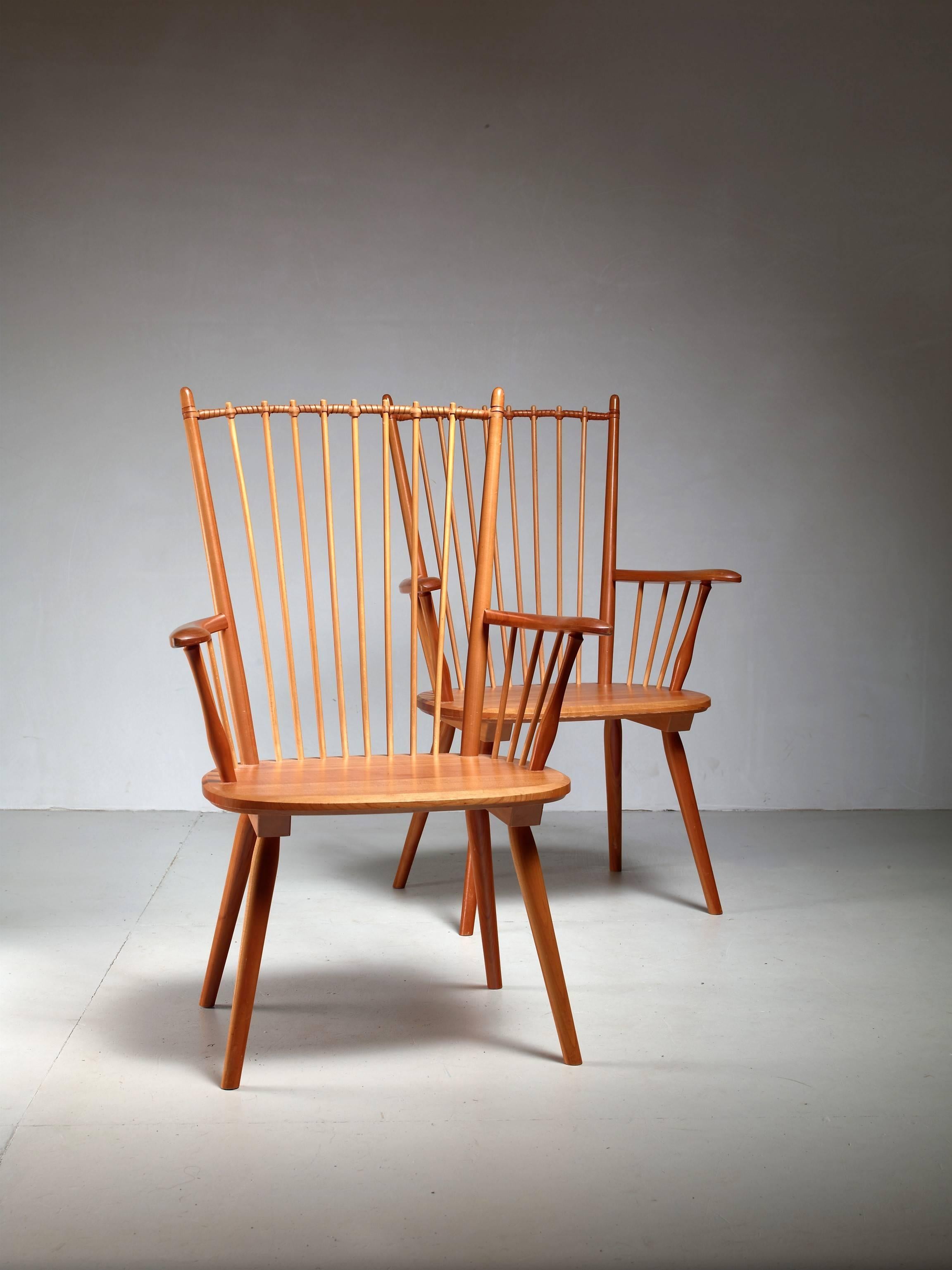 Albert Haberer Pair of Arts and Crafts Chairs, Germany, circa 1950 For Sale 1