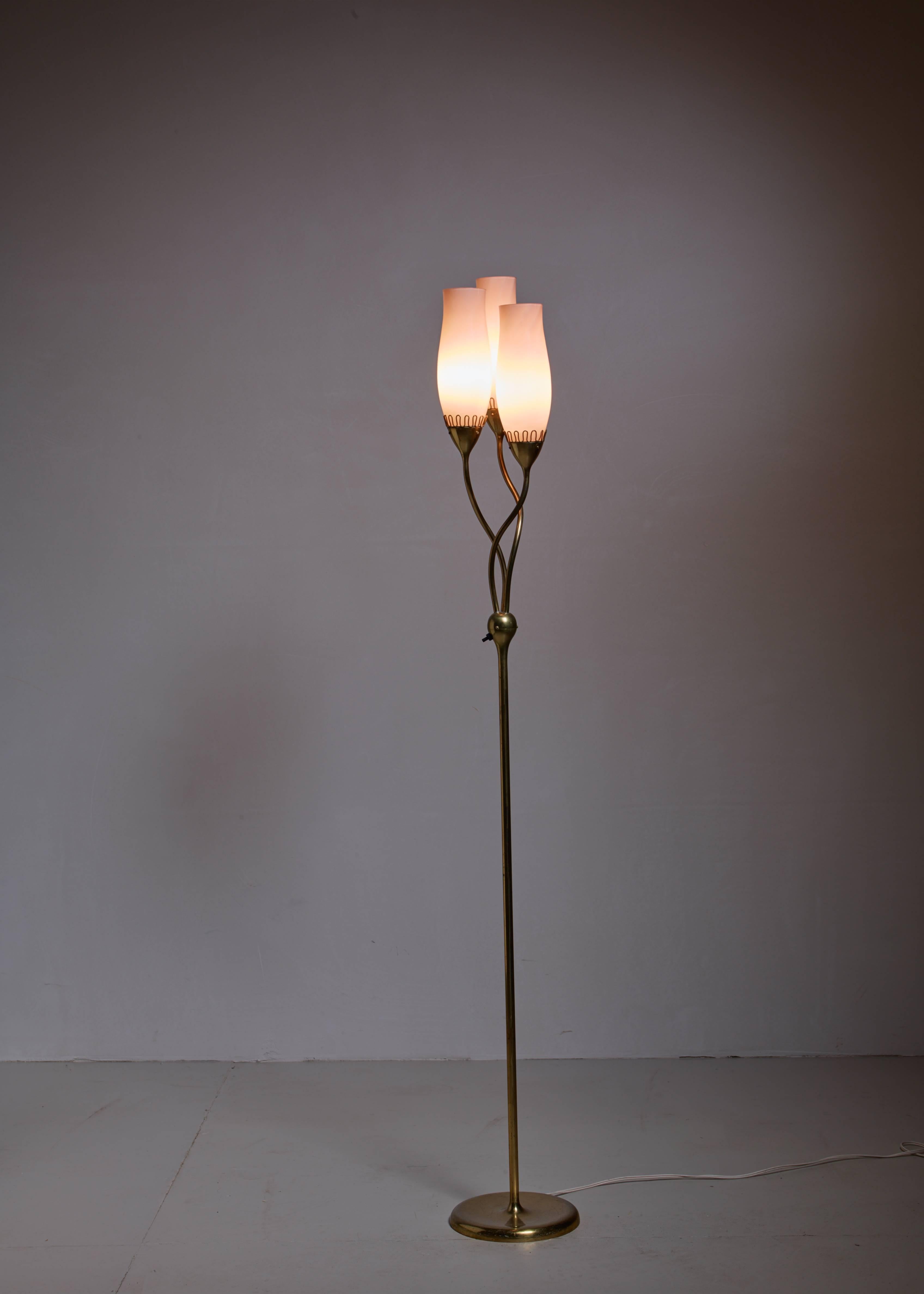 Brass Paavo Tynell Model 51122 Pendant and Floor Lamp for Idman, Finland, 1950s For Sale