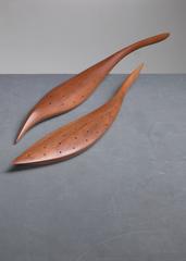 Emil Milan Pair of Carved Walnut hors d'oeuvres Servers, USA, 1960s