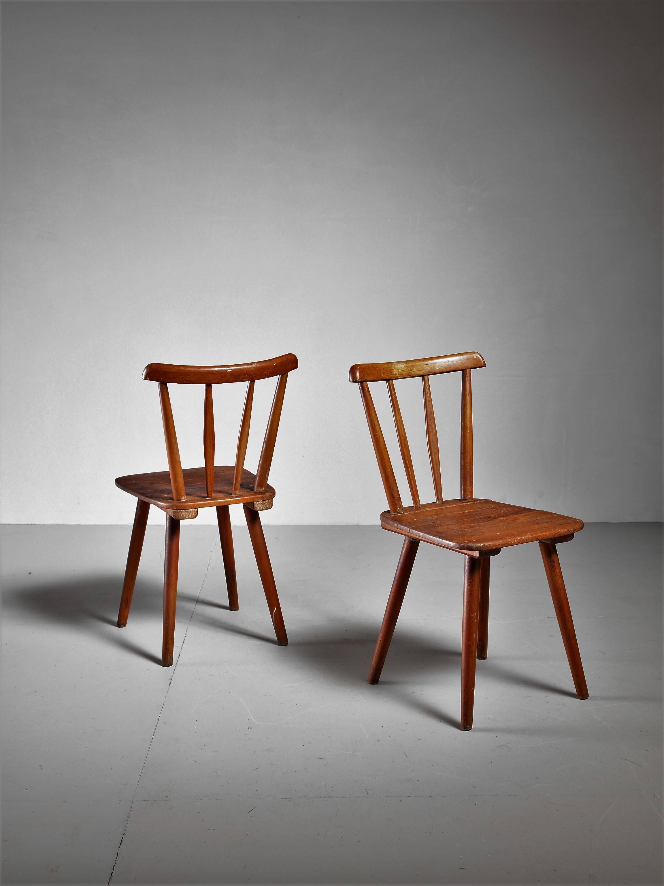 A pair of wooden ‘Tübinger’ chairs by German designer and architect Adolf G. Schneck, designed in the 1930s for the Schäfer Stuhlfabrik, Tübingen.
* These chairs are offered to you by Bloomberry, Amsterdam *

These old café style chair have a heavy