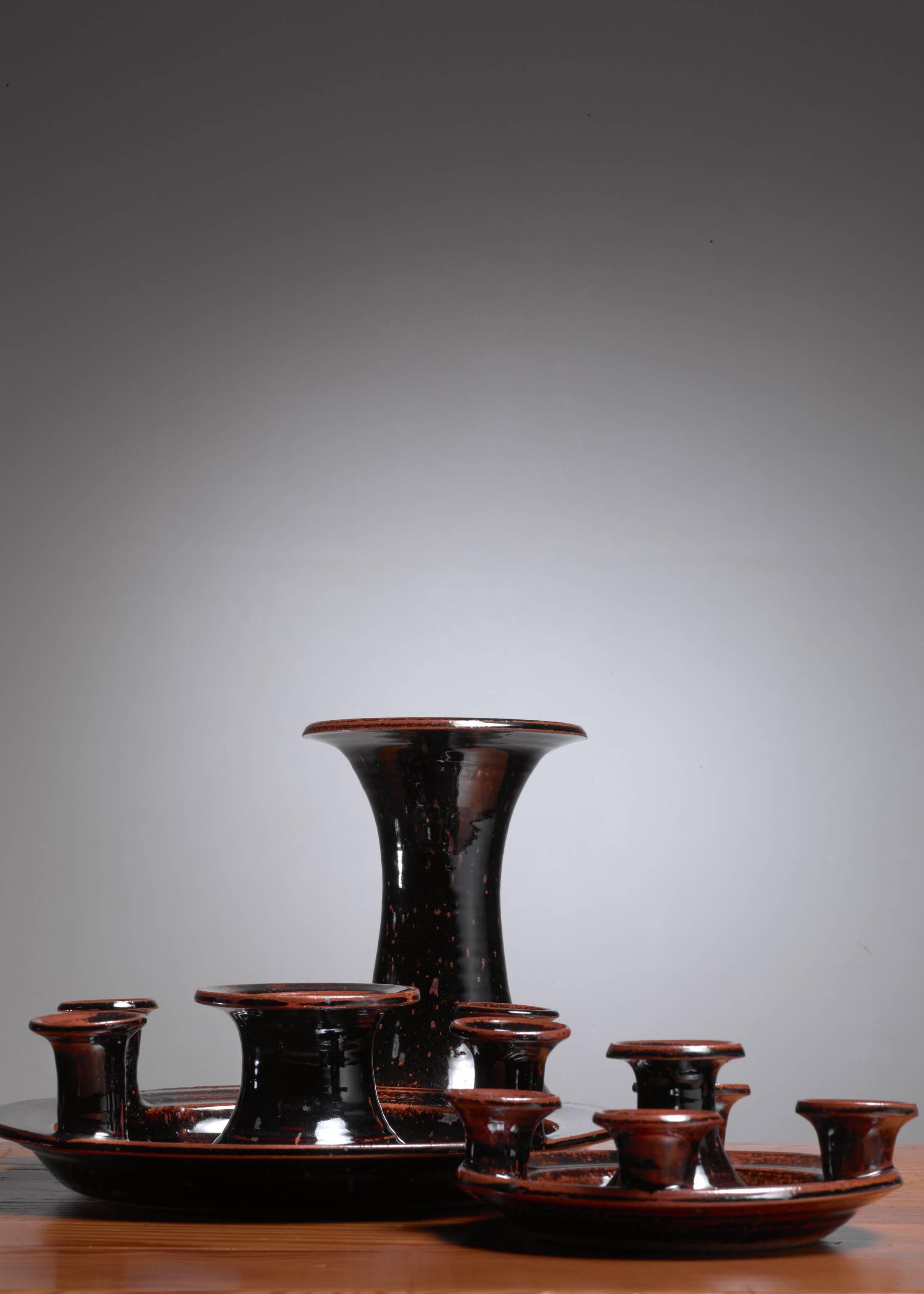 Danish Helle Allpass Ceramic Candelabra, Denmark, 1960s For Sale