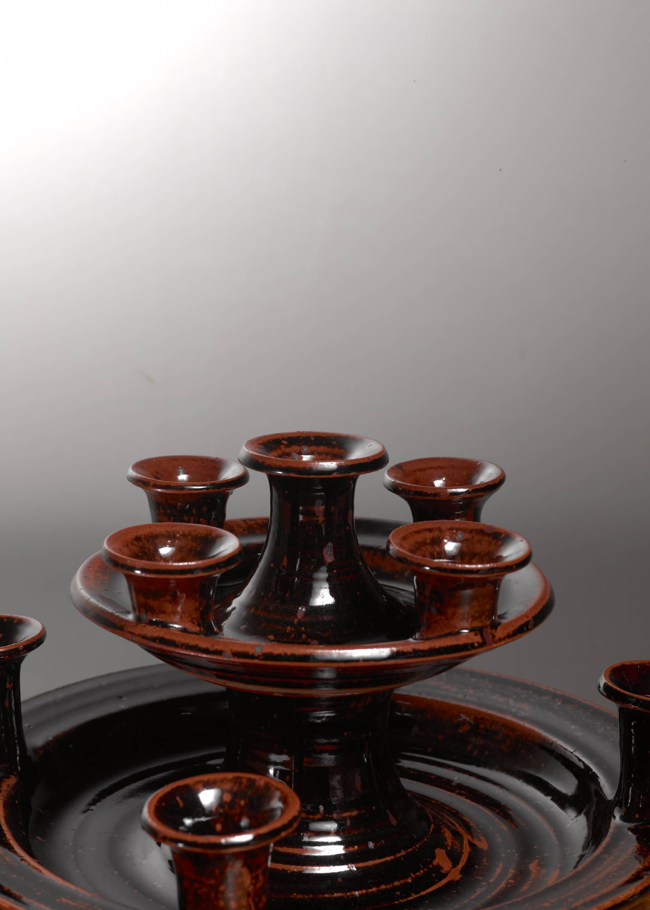 Helle Allpass Ceramic Candelabra, Denmark, 1960s In Excellent Condition For Sale In Maastricht, NL