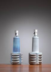 Pair of Light Blue Ceramic Table Lamps by Soholm, Denmark, 1960s