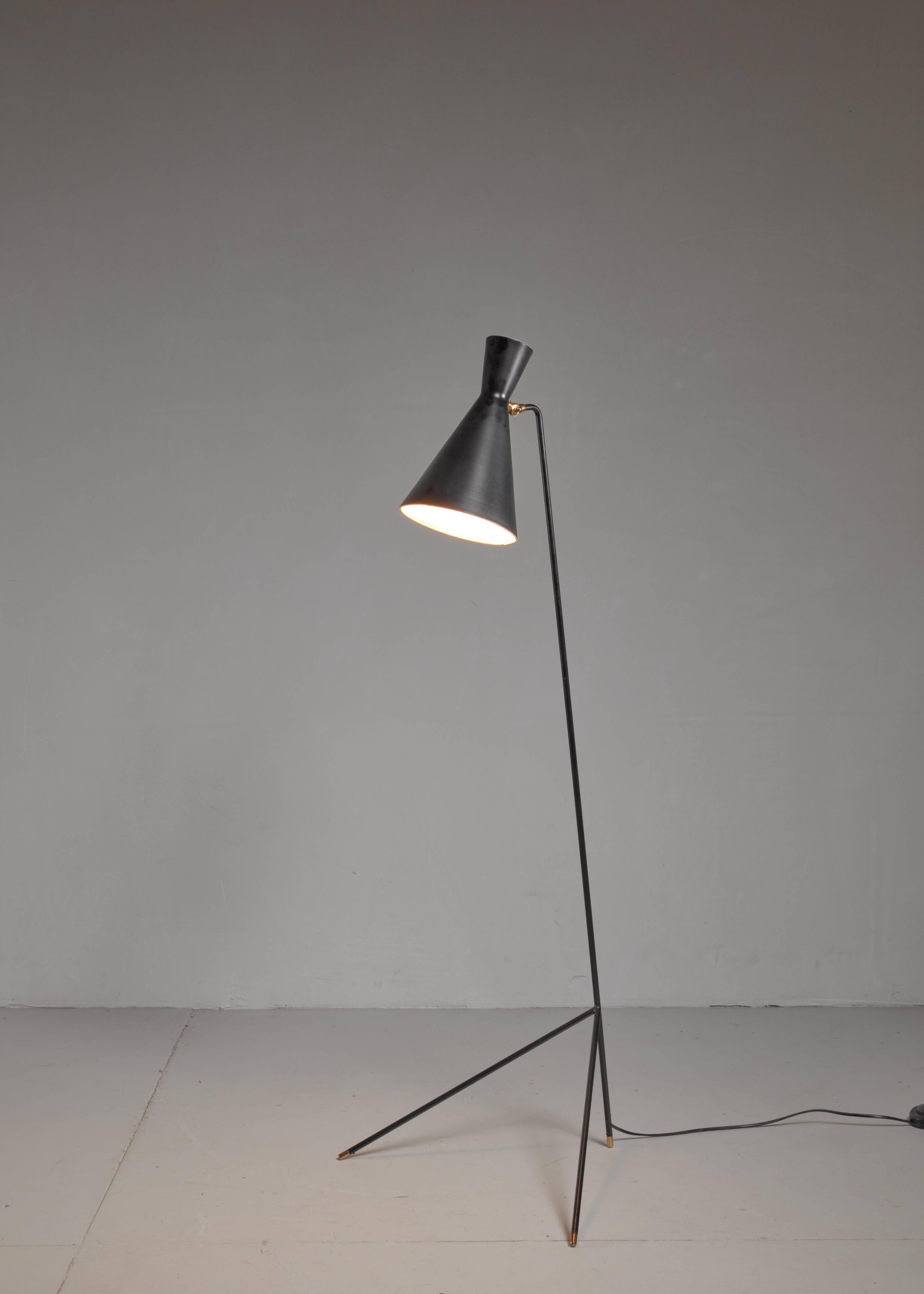 Scandinavian Modern Svend Aage Holm Sorensen Diabolo Floor Lamp, Denmark, 1950s