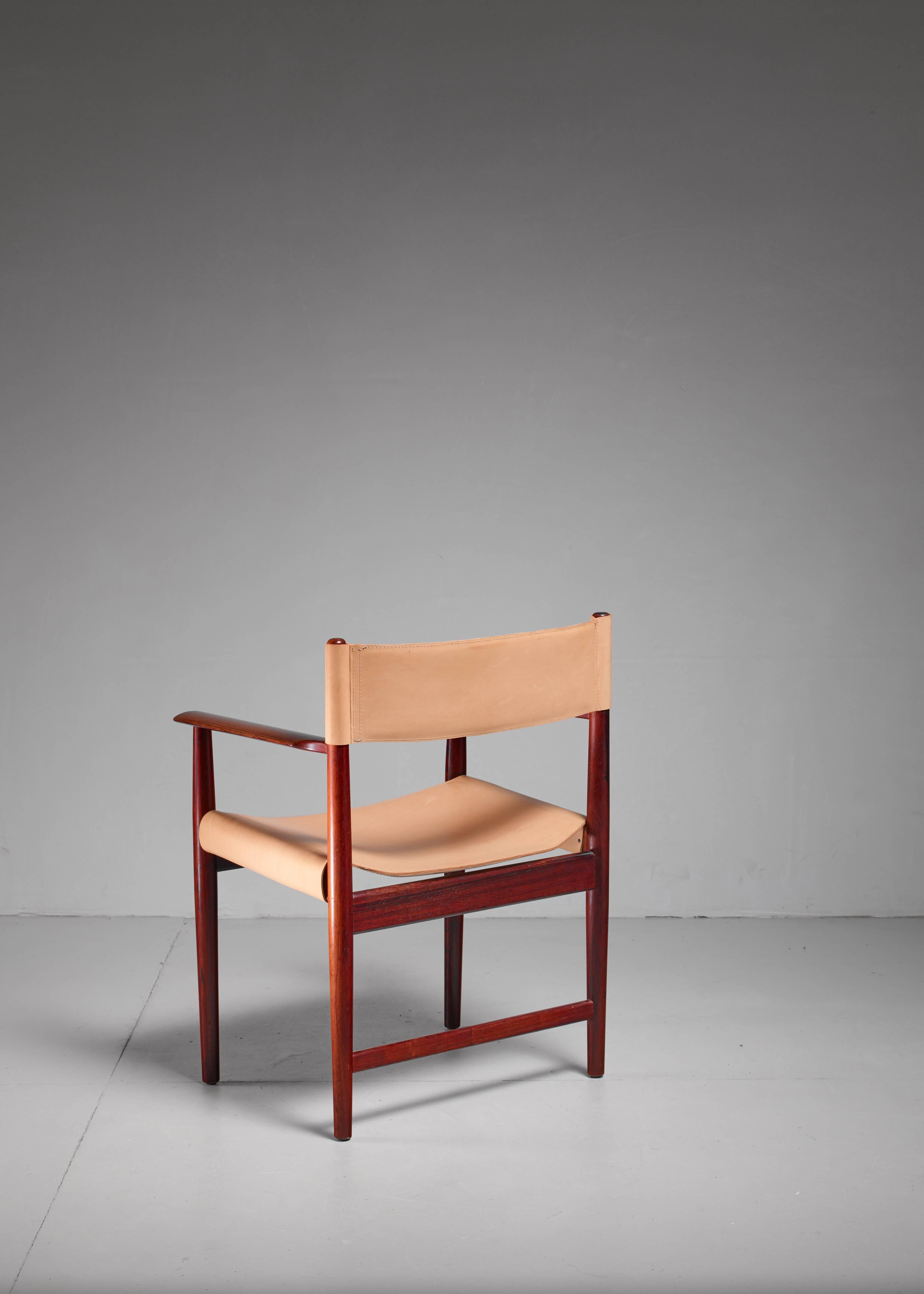 Kurt Ostervig Wood and Leather Armchair for Sibast, Denmark, 1960s In Good Condition For Sale In Maastricht, NL