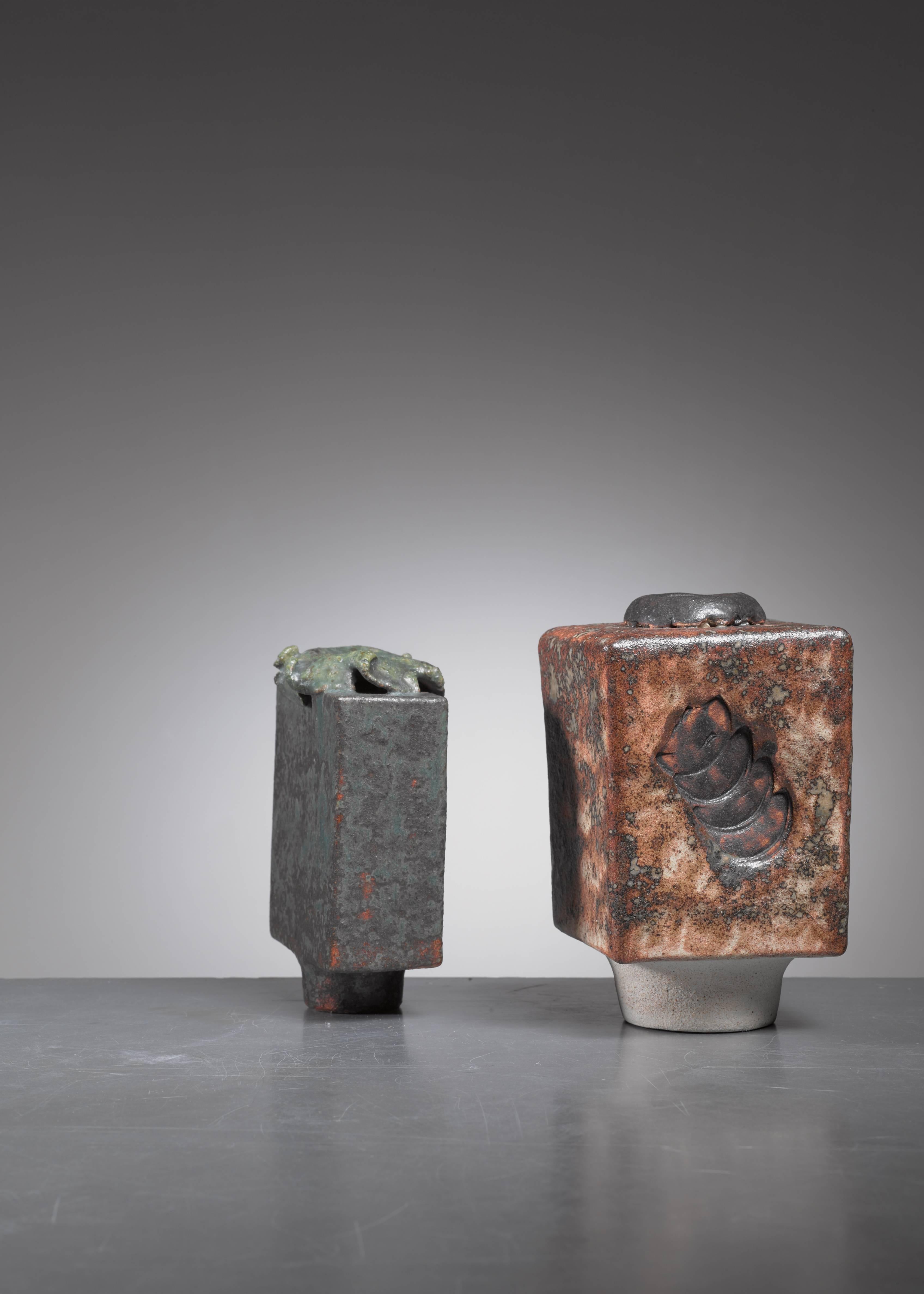 Post-Modern Lotte Reimers Pair of Ceramic Vases, Germany, 1970s For Sale