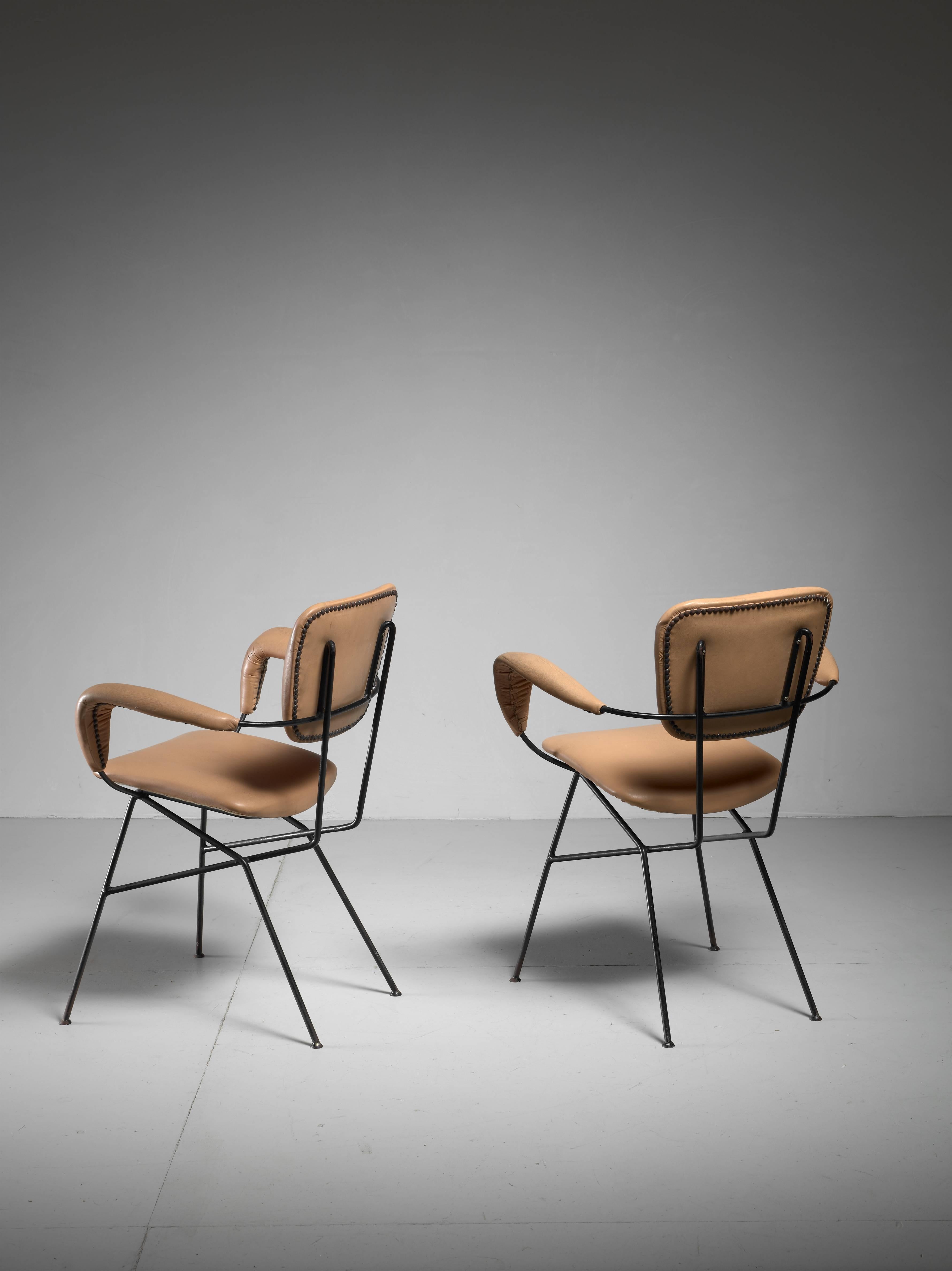 Mid-Century Modern Pair of Cocorita T Armchairs by Velca Legnano, Italy, 1950s For Sale