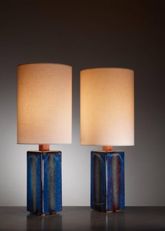 Pair of Ceramic Table Lamps by Soholm, Denmark, 1960s