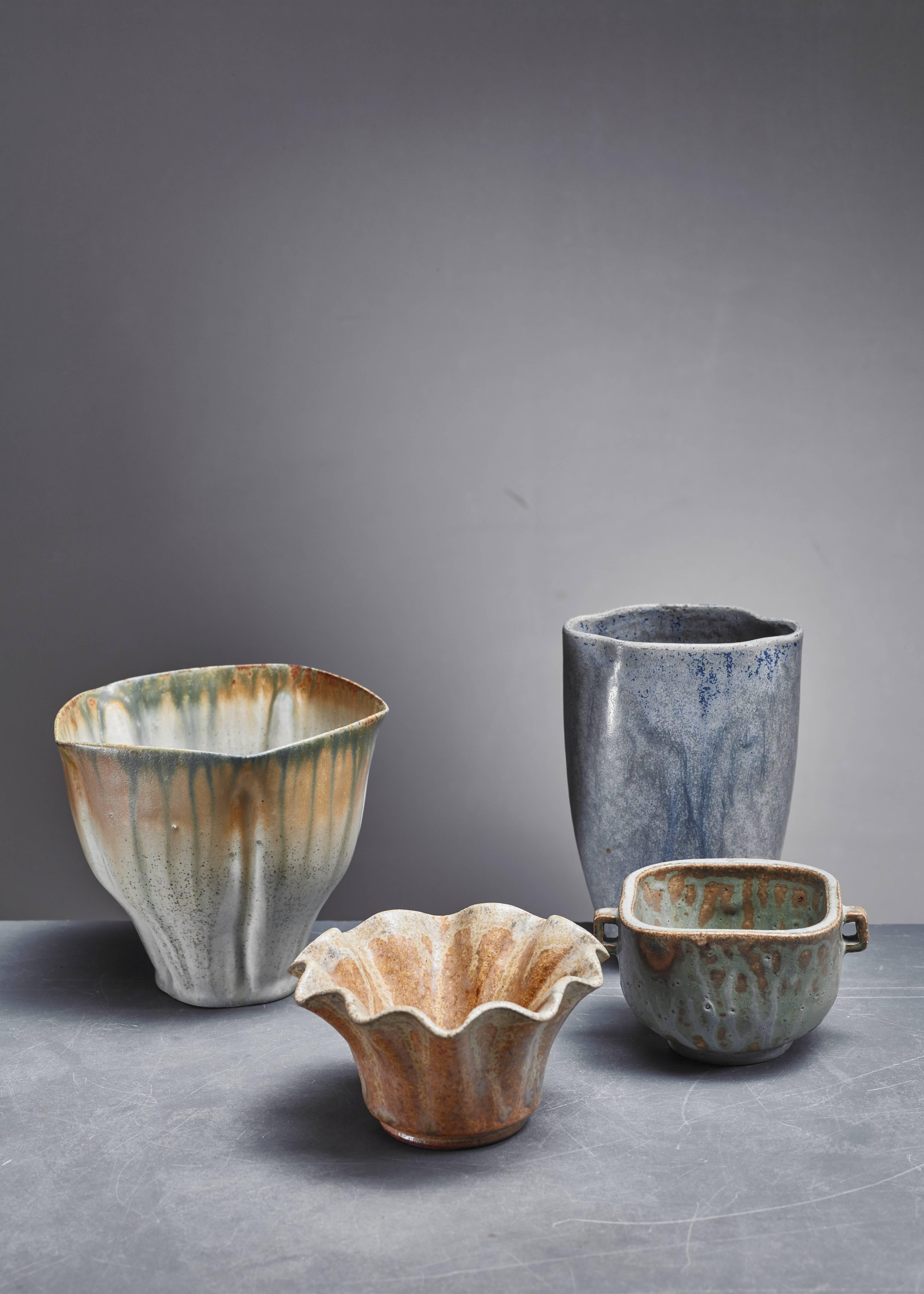 Scandinavian Modern Arne Bang Set of Four Ceramic Pieces, Denmark, 1950s For Sale