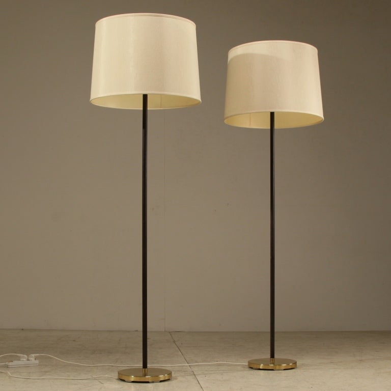 Set Of Two Floor Lamps And Table By J T Kalmar Austria Luxurious Minimal Floor Lamp By J T Kalmar Austria With Heavy Brass And Leather