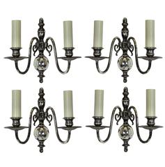 Four Flemish Silver Wall Sconces