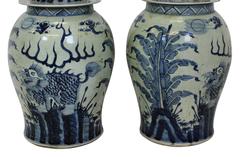 Pair of Large Chinese Temple Jars