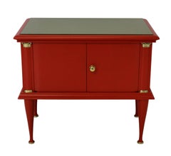 Pair of Italian Red Lacquered Nightstands