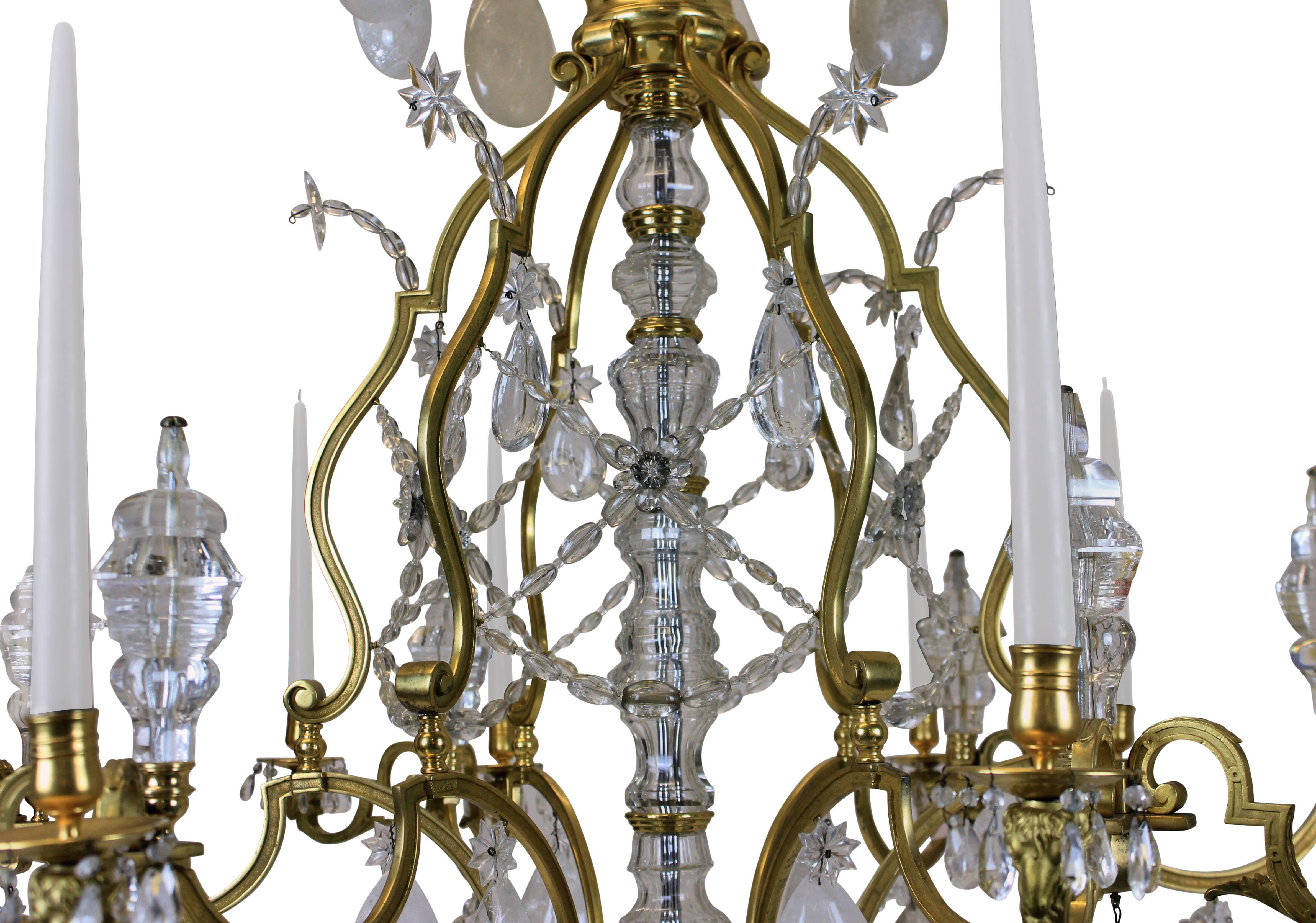 Large Louis XIV Gilt Bronze and Rock Crystal Chandelier 1