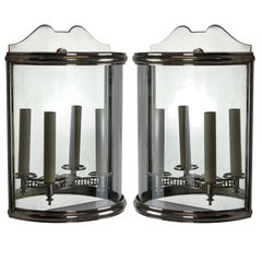 Pair of Silver Demilune Wall Lanterns