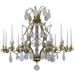 Antique Large Louis XIV Gilt Bronze and Rock Crystal Chandelier