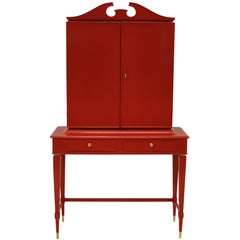 Architectural Bar Cabinet in Scarlet Lacquer by Paolo Buffa