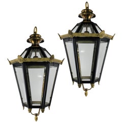 Pair of English Tole Hanging Lanterns