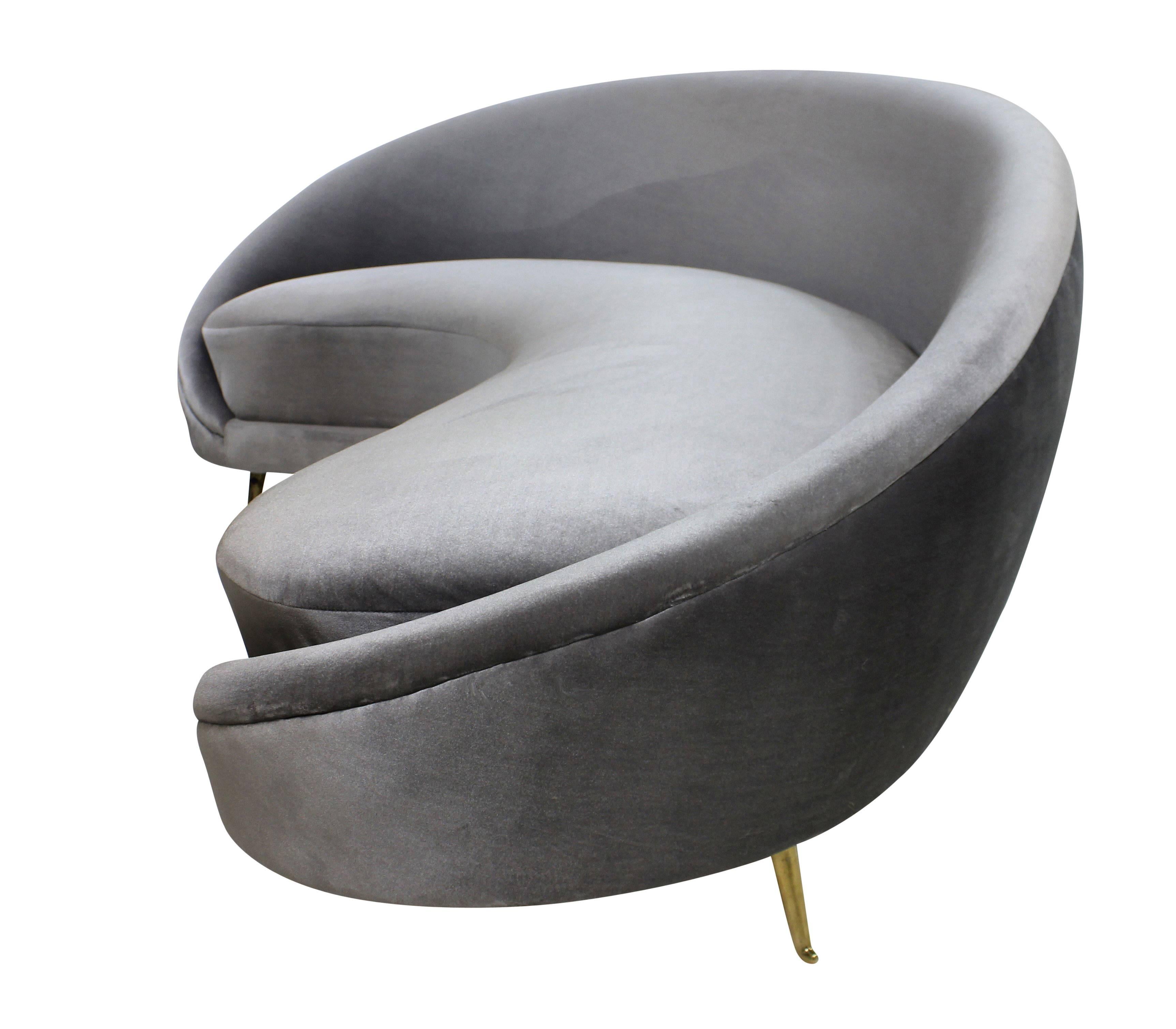 Mid-Century Modern Curved Sofa in the Style of Ico Parisi