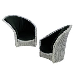 Pair of 1960s Surrealist Whicker Armchairs