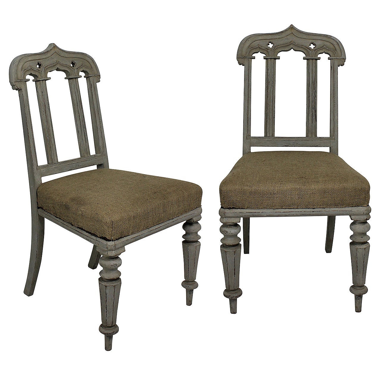 Pair of English Gothic Painted Chairs