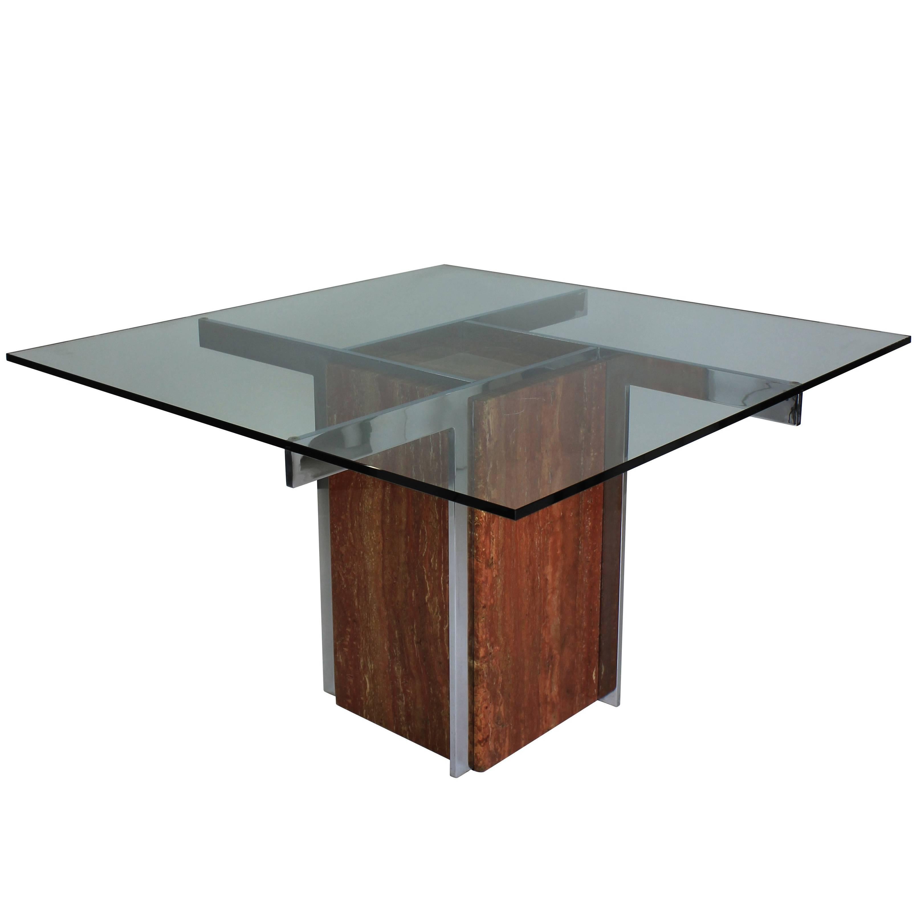 Marble and Chrome Modernist Dining Table