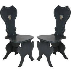 Pair of Painted Hall Chairs