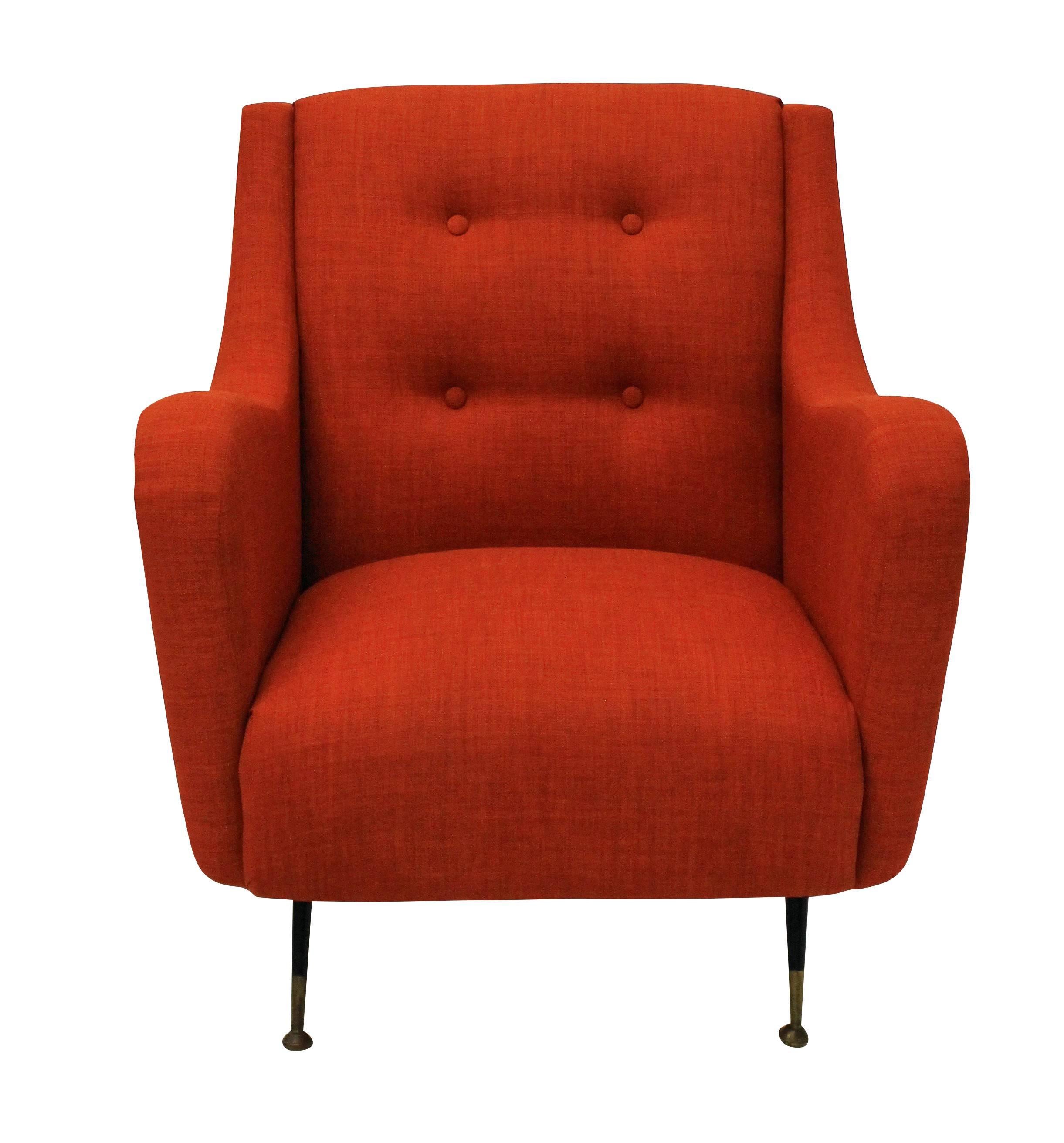 Mid-Century Modern Pair of Midcentury Armchairs in Burnt Orange