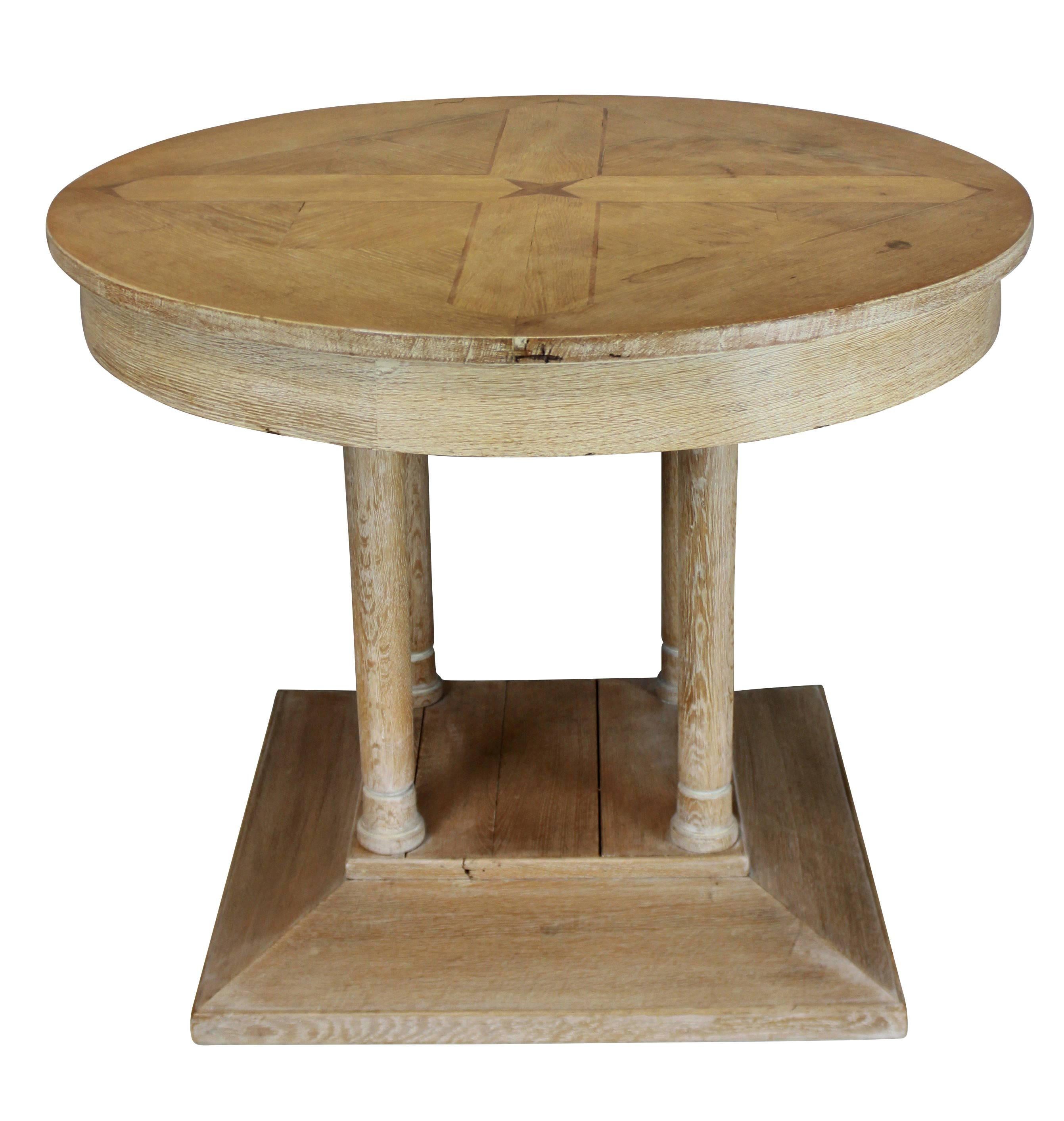 French Limed Oak Pillar Table In Good Condition In London, GB