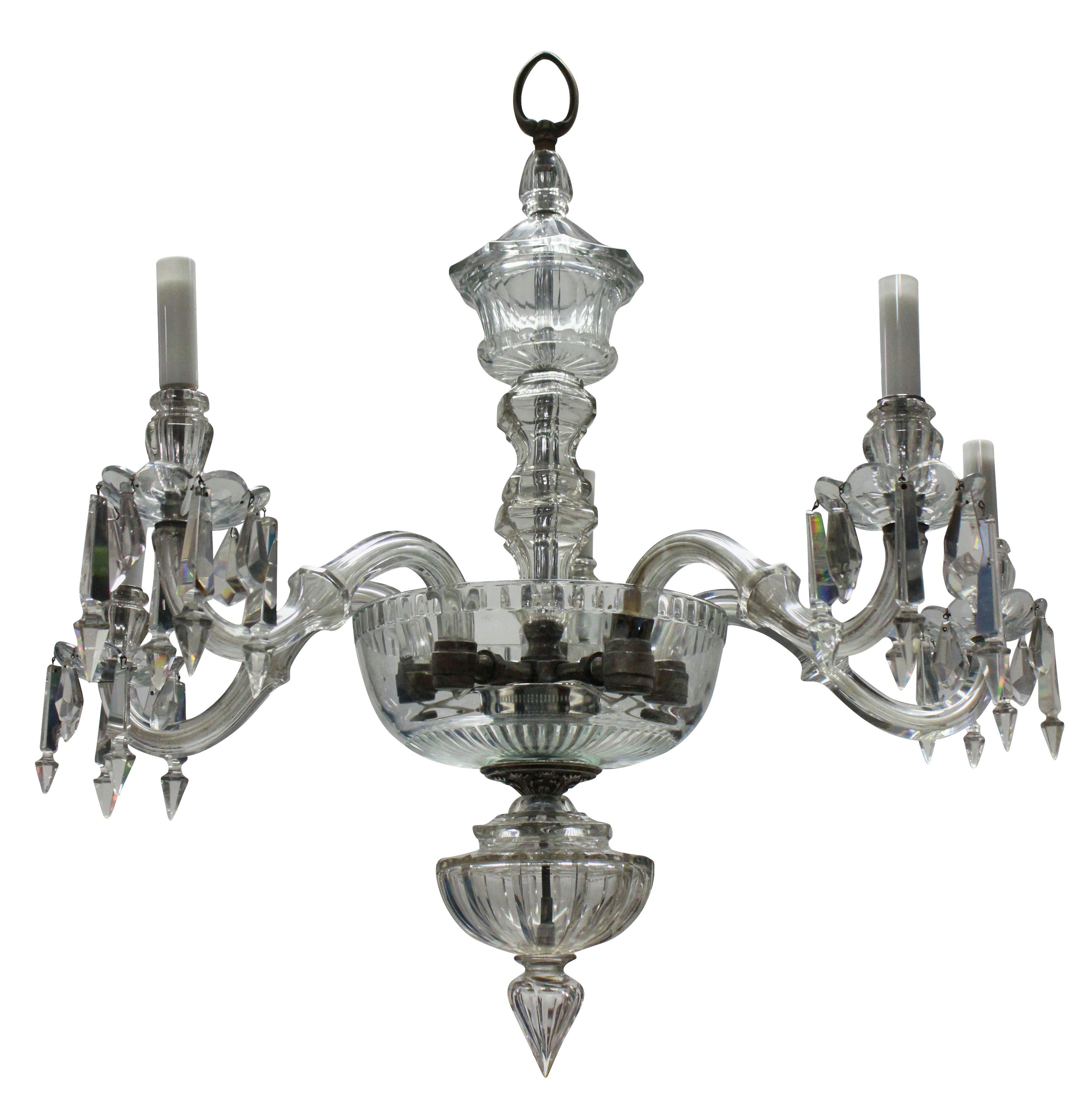 Edwardian Cut Glass Chandelier, Formerly a Gasolier In Excellent Condition In London, GB