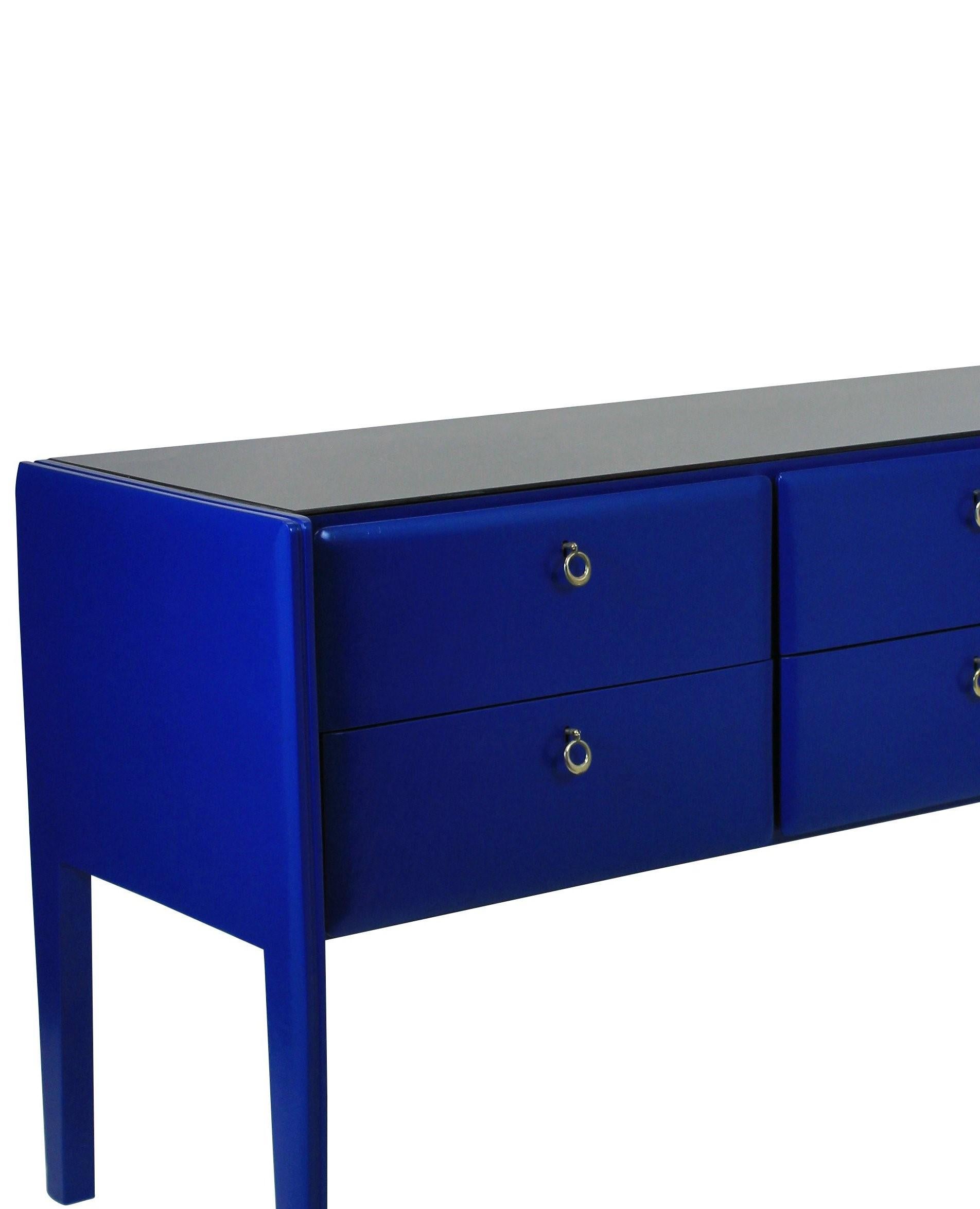 Midcentury Credenza in Cobalt Blue Lacquer In Excellent Condition In London, GB
