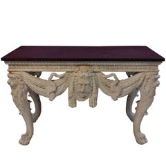 Large County House Console Table with a Solid Porphyry Top