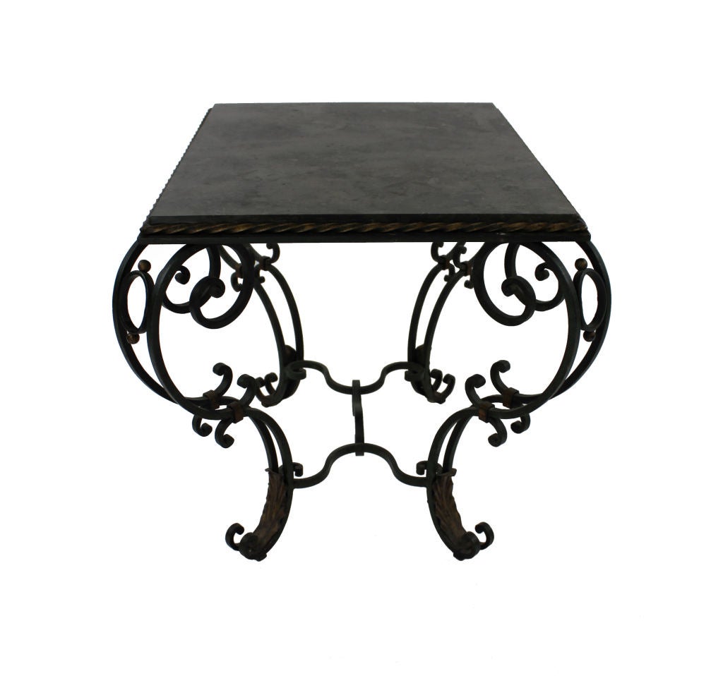 1940s French Painted and Gilded Wrought Iron Occasional Table In Good Condition In London, GB