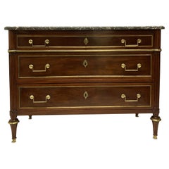 Antique French Directoire Mahogany & Marble Top Commode