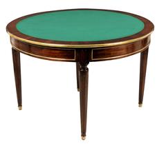 French Mahogany and Brass Games Table