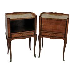 Pair of French Night Stands in Tulip Wood
