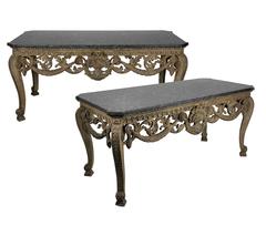 Used Important Pair of English Console Tables 