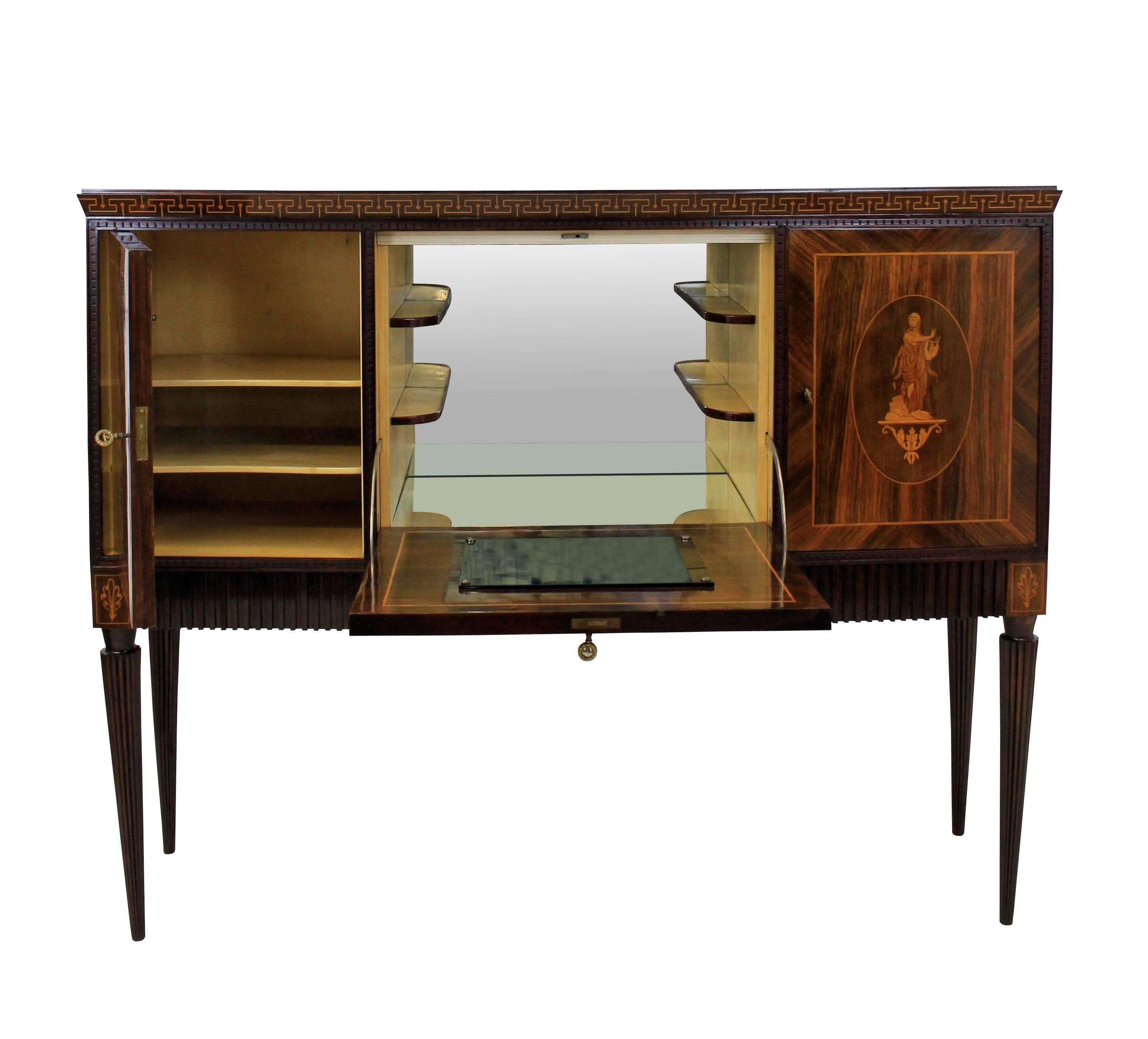 Large Italian Marquetry Bar Cabinet In Excellent Condition In London, GB