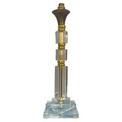 French Midcentury Cut Glass Table Lamp