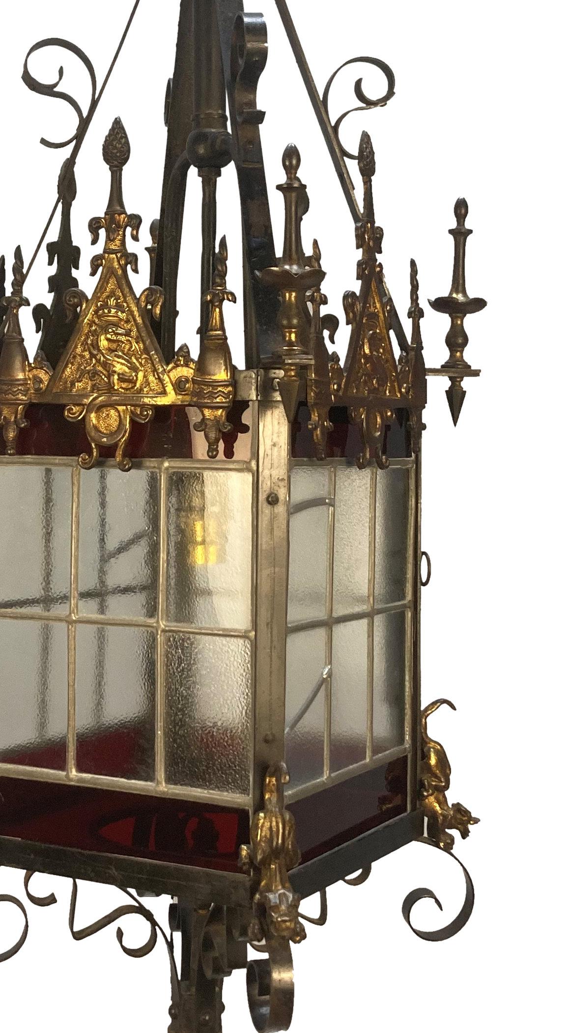 Bronze Lanterne gothique anglaise du 19e siècle à la manière de Pugin en vente