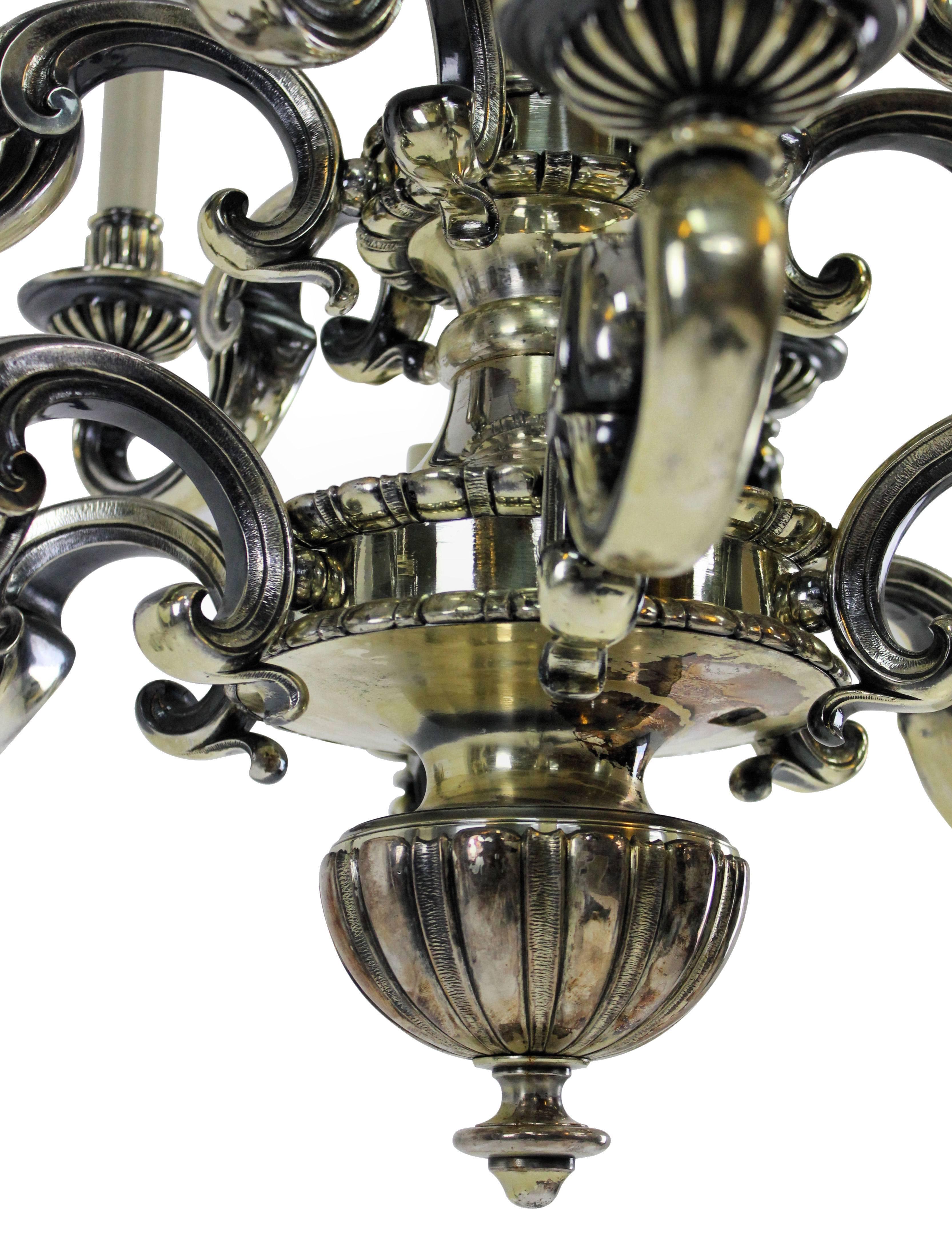 Charles II Style Silver Chandelier In Excellent Condition In London, GB