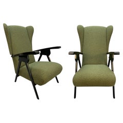 A Pair Of Stylish Italian Mid-Century Wing Back Armchairs