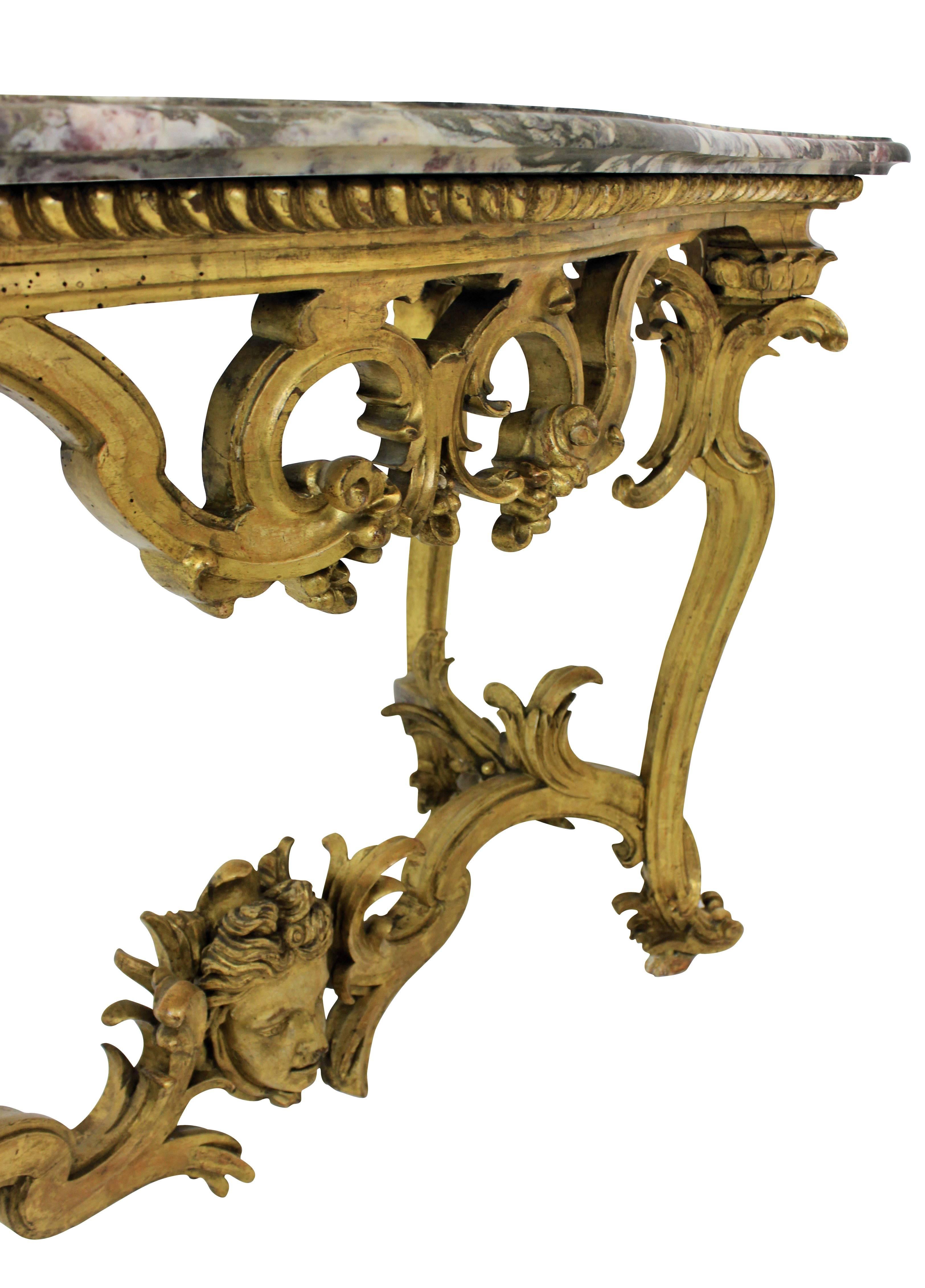 Mid-18th Century Exceptional George II Giltwood Console Table