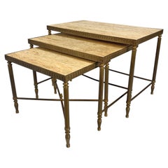 An Italian Bronze & Travertine Nest Of Tables